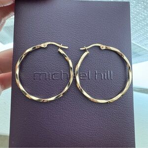 Michael Hill 28mm Square Twist Hoop Earrings in 10kt Yellow Gold